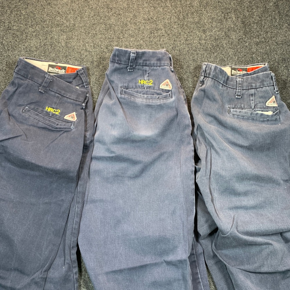 Bulwark FR Work Pants SET of 3 Mens 36x31 Navy Flame Resistant HRC2 Work Worn